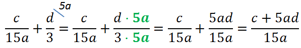 решение примера сложения алгебраических дробей с разными знаменателями